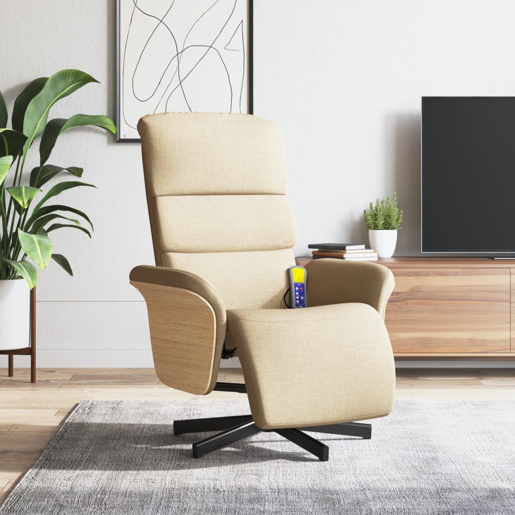 vidaXL Fauteuil verstelbaar met voetensteun stof lichtgrijs