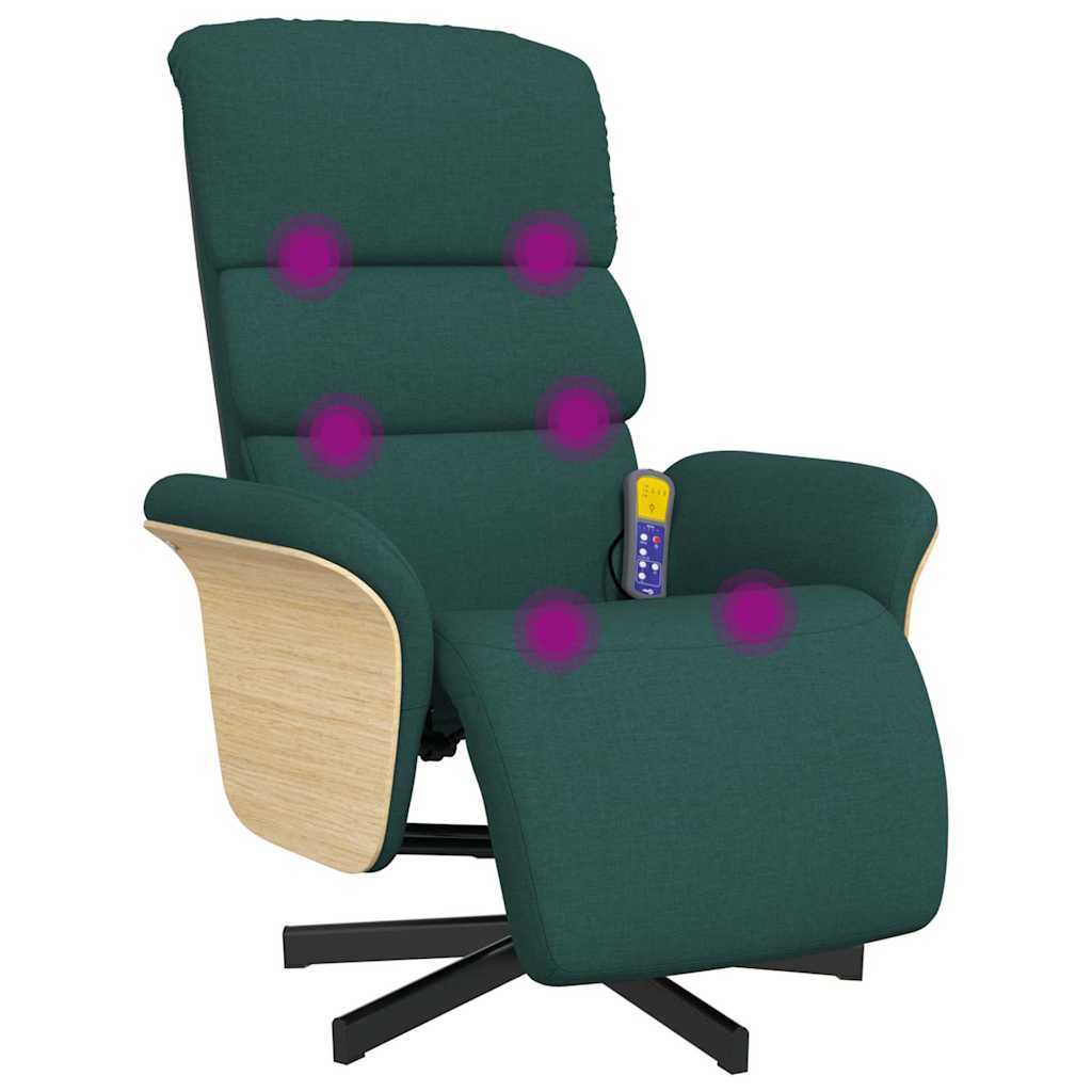 vidaXL Massagestoel verstelbaar met voetensteun stof lichtgrijs