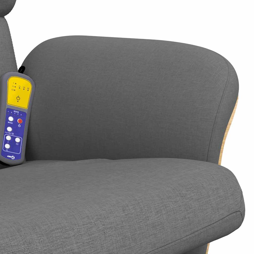 vidaXL Massagestoel verstelbaar met voetenbank stof donkergrijs