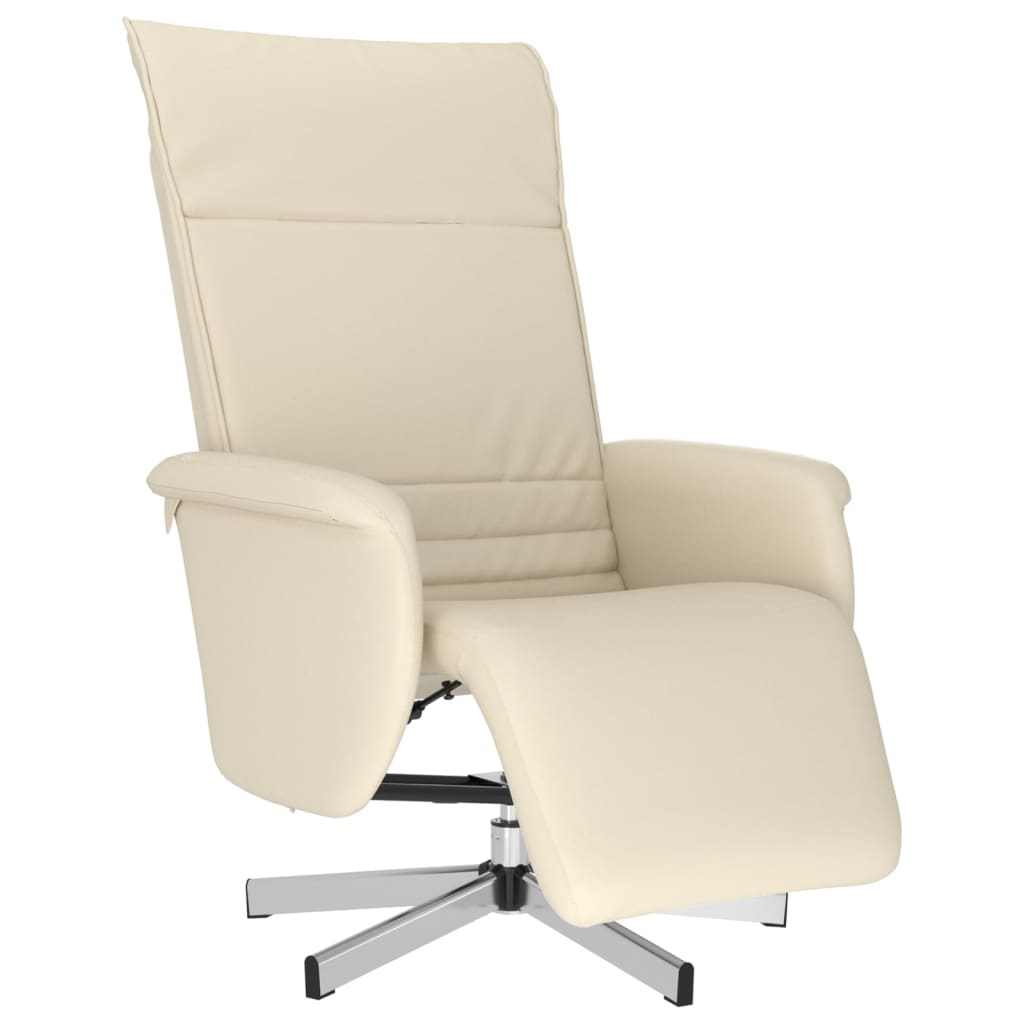 vidaXL Fauteuil verstelbaar met voetensteun kunstleer crèmekleurig