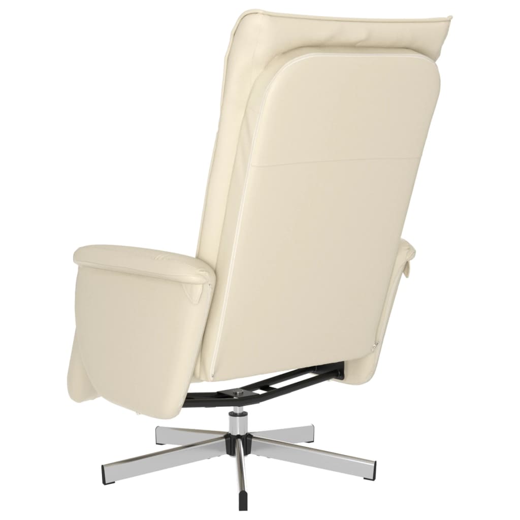 vidaXL Fauteuil verstelbaar met voetensteun kunstleer crèmekleurig
