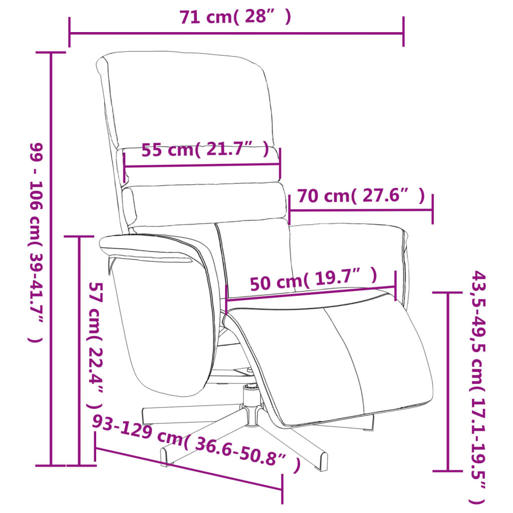 vidaXL Fauteuil verstelbaar met voetensteun kunstleer zwart