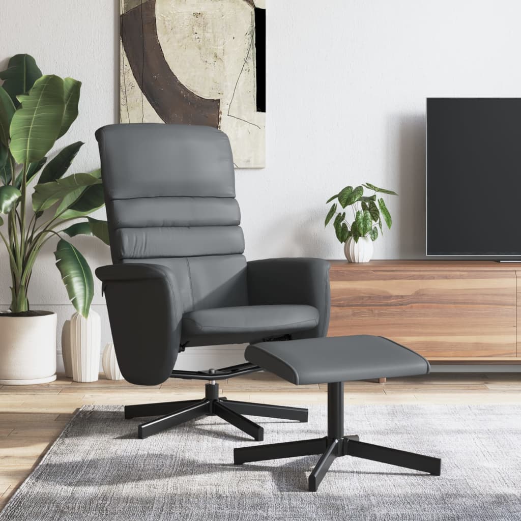 vidaXL Recliner with Footrest Faux Leather Grey
