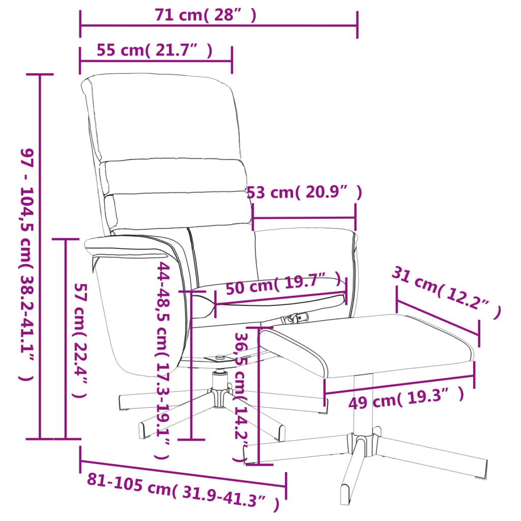 vidaXL Recliner with Footrest Faux Leather Grey