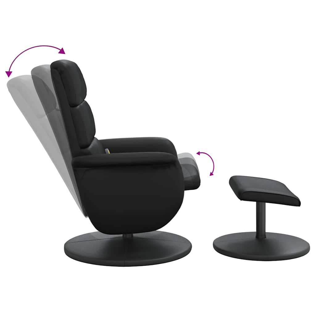 vidaXL Adjustable Massage Recliner with Footrest Faux Leather Black
