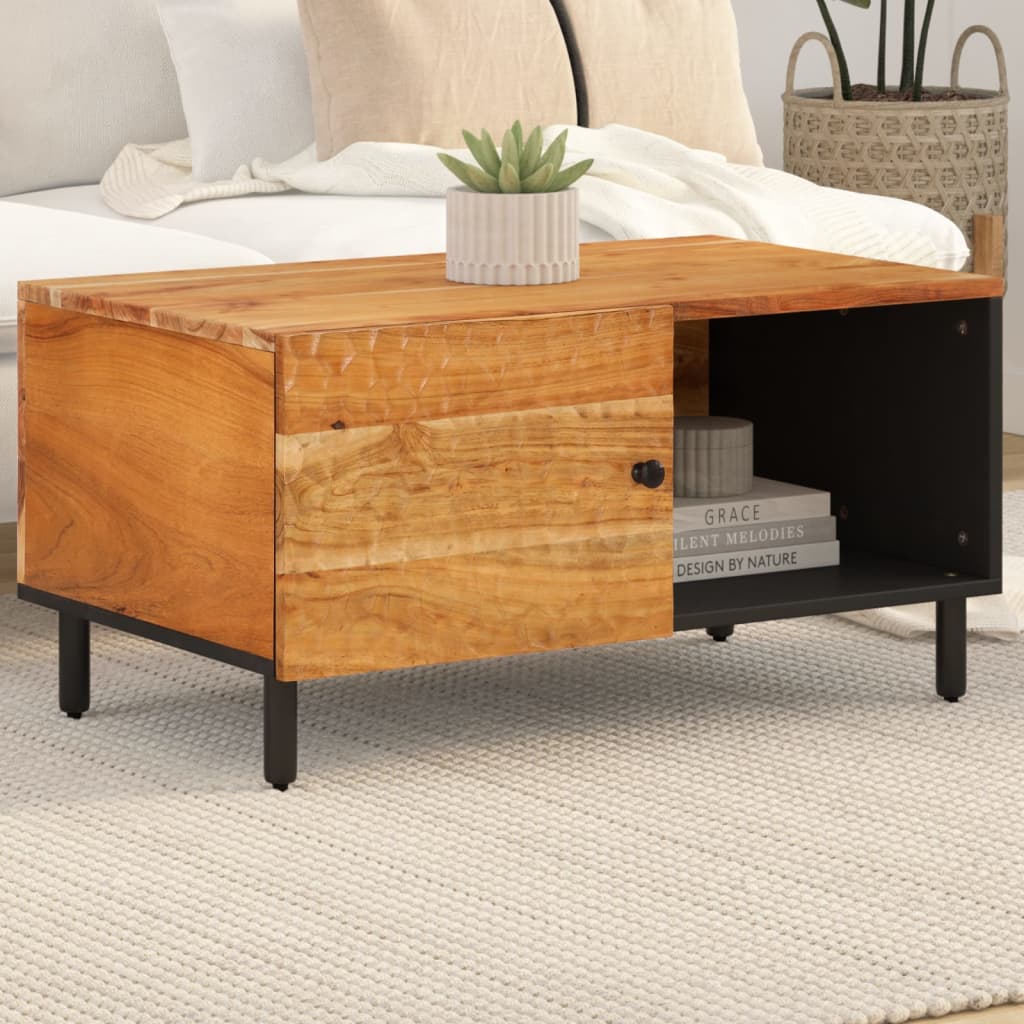 vidaXL Salontafel 80x50x40 cm massief mangohout zwart