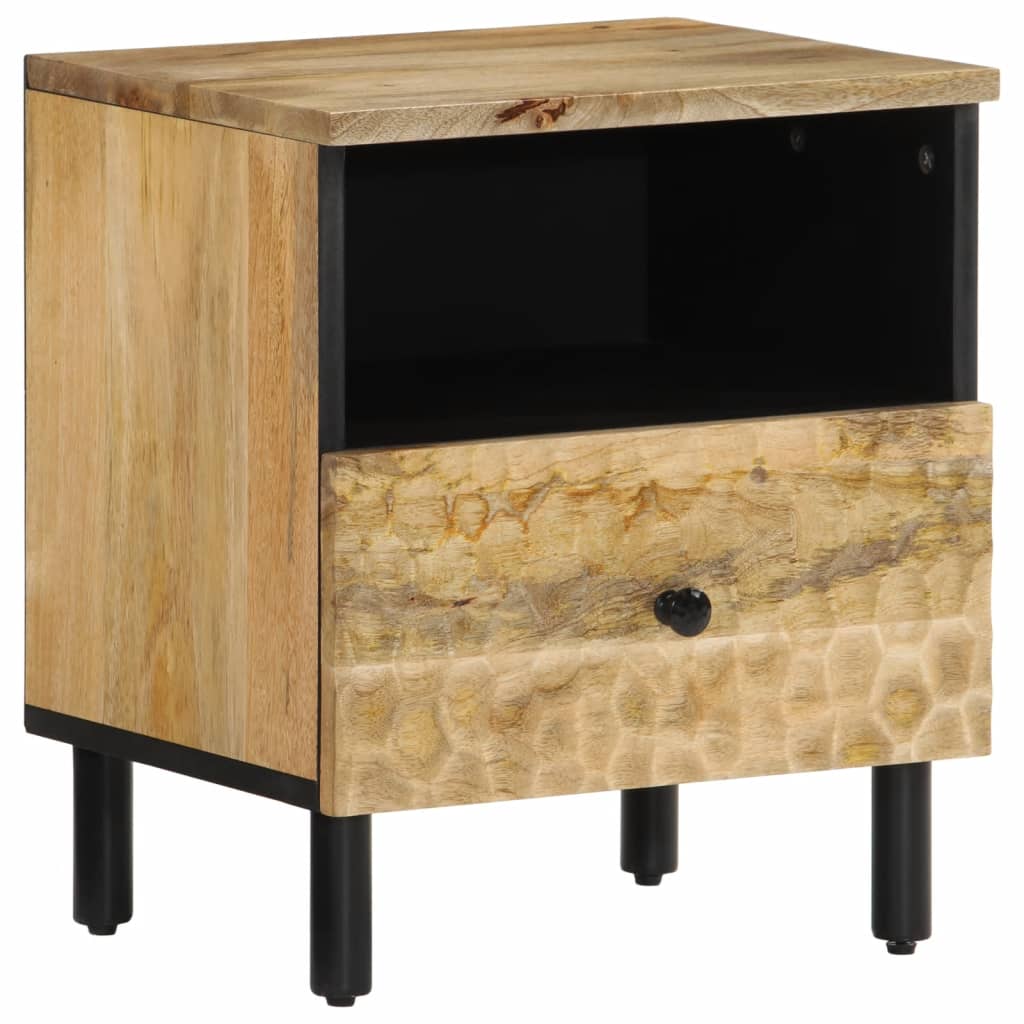 vidaXL Nachtkastje 40x33x46 cm massief mangohout zwart