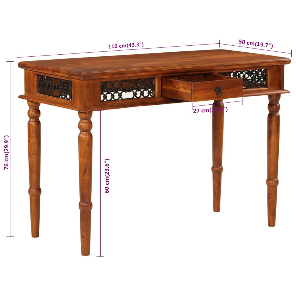 vidaXL Bureau met lade 110x50x76 cm massief acaciahout