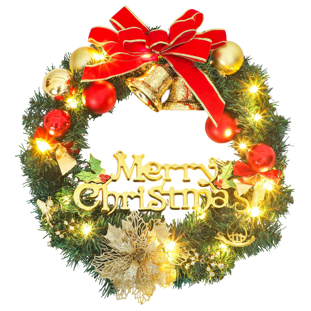 vidaXL Christmas Wreath with 15 LEDs 30 cm Green