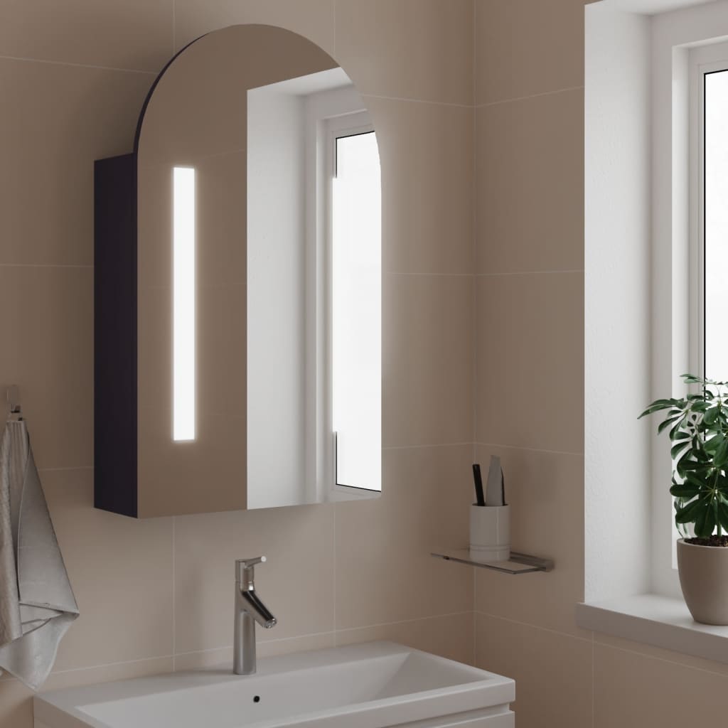 vidaXL Badkamerkast met spiegel en LED gebogen 42x13x70 cm wit