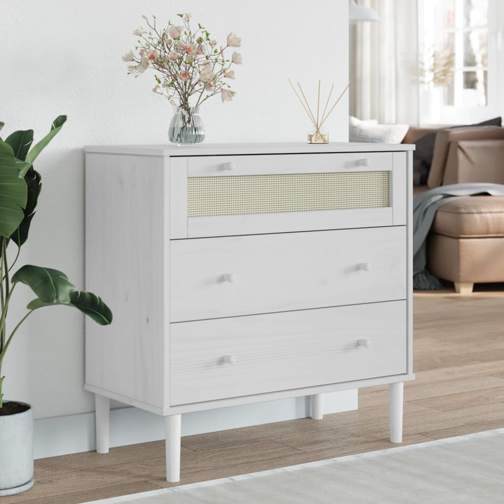 vidaXL Chest of Drawers SENJA rattan-look 80x40x80 cm solid pine wood brown