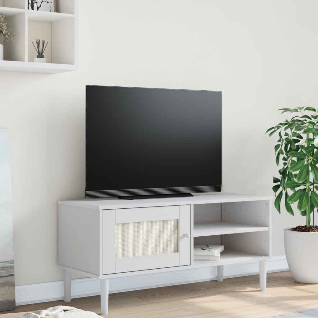 vidaXL TV cabinet SENJA 106x40x49 cm rattan solid pine wood brown