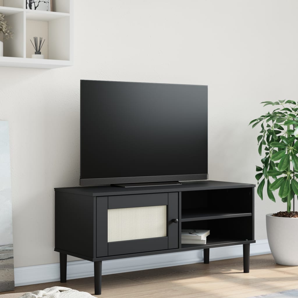 vidaXL TV cabinet SENJA 106x40x49 cm rattan solid pine wood brown