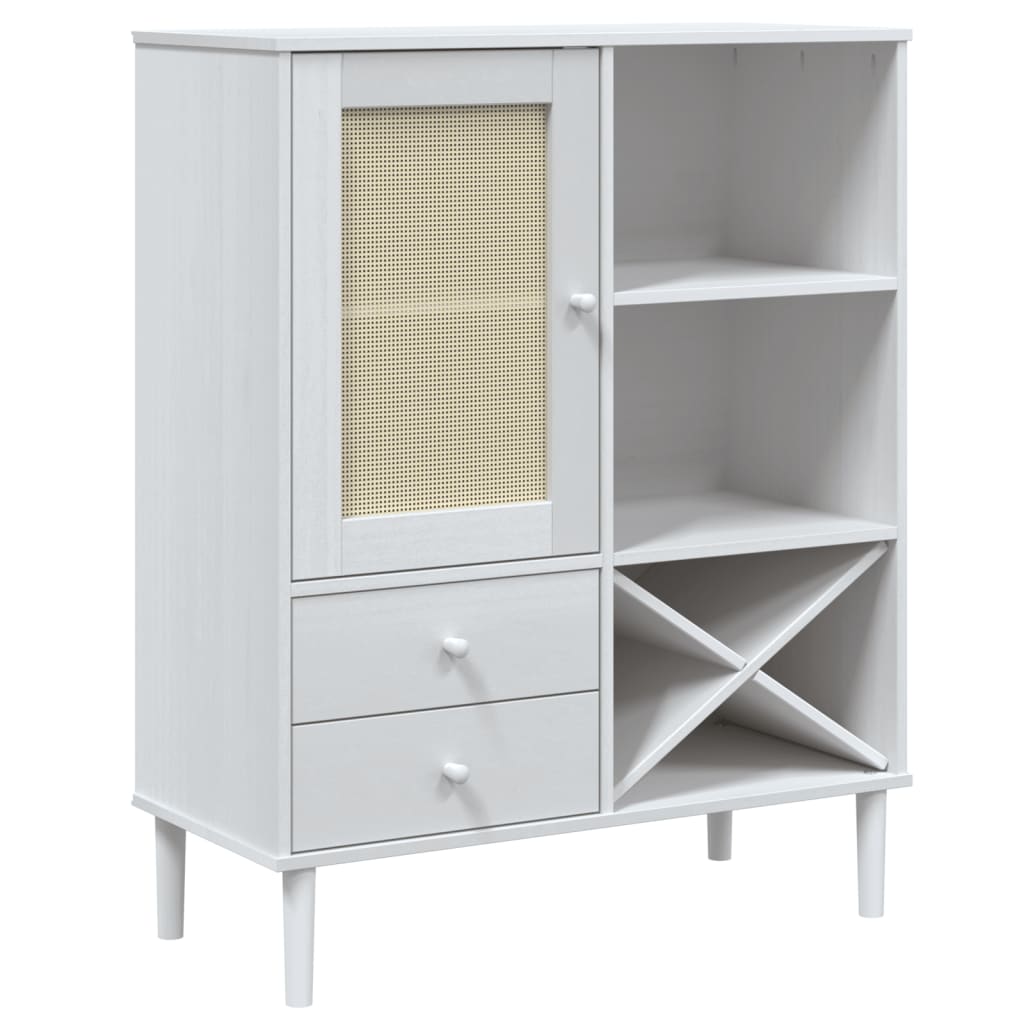 vidaXL Tall Cabinet SENJA 90x40x112 cm Rattan Look Pine Wood Brown