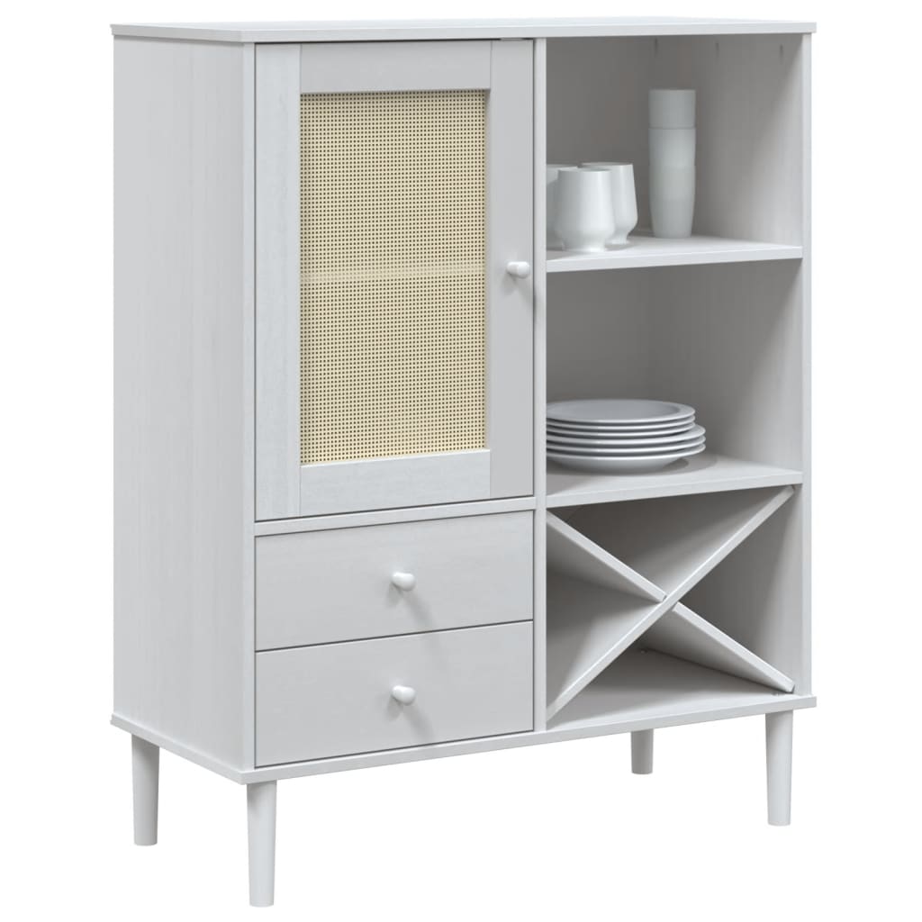 vidaXL Tall Cabinet SENJA 90x40x112 cm Rattan Look Pine Wood Brown