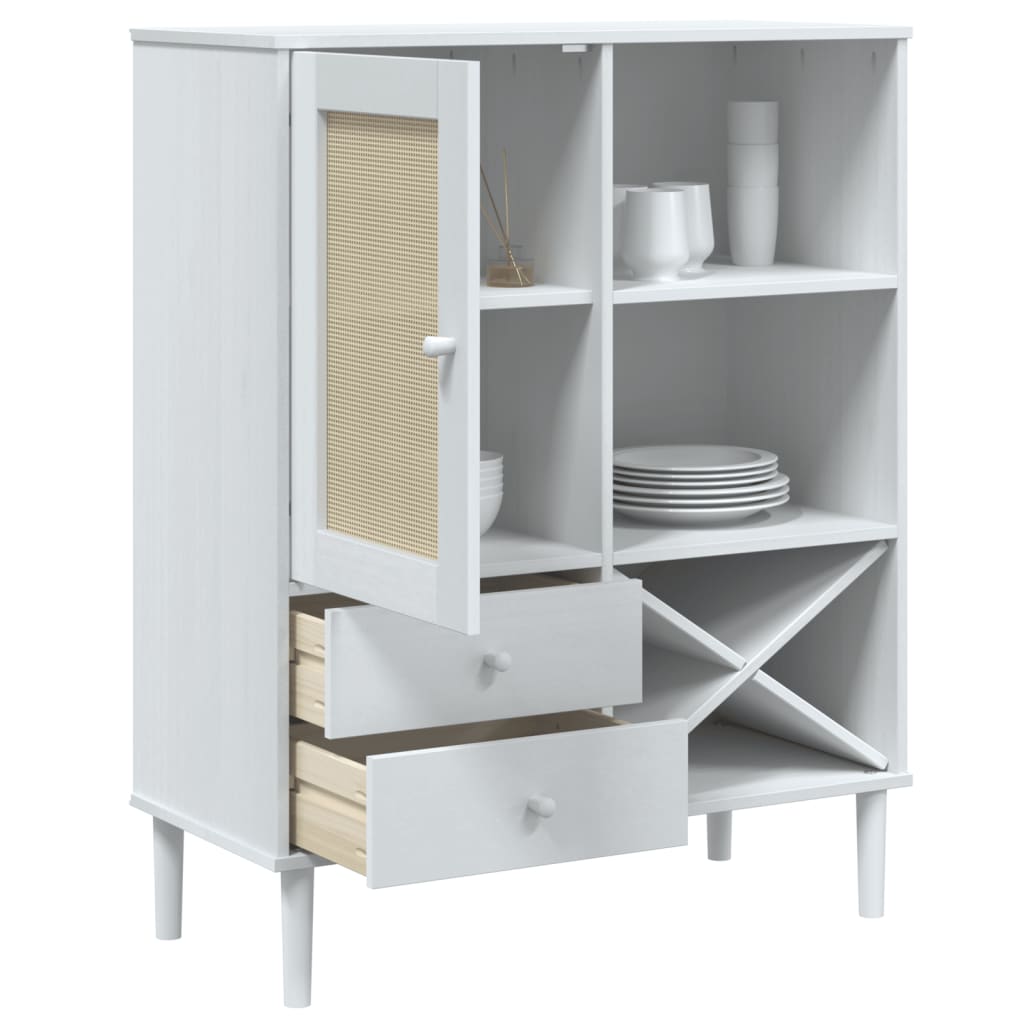 vidaXL Tall Cabinet SENJA 90x40x112 cm Rattan Look Pine Wood Brown