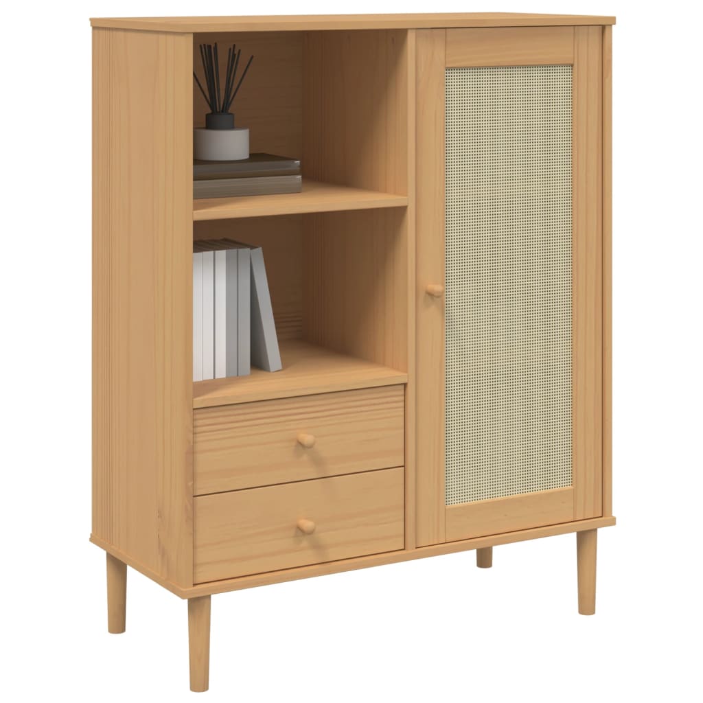 vidaXL Tall cabinet SENJA rattan-look 90x40x112 cm pine wood brown