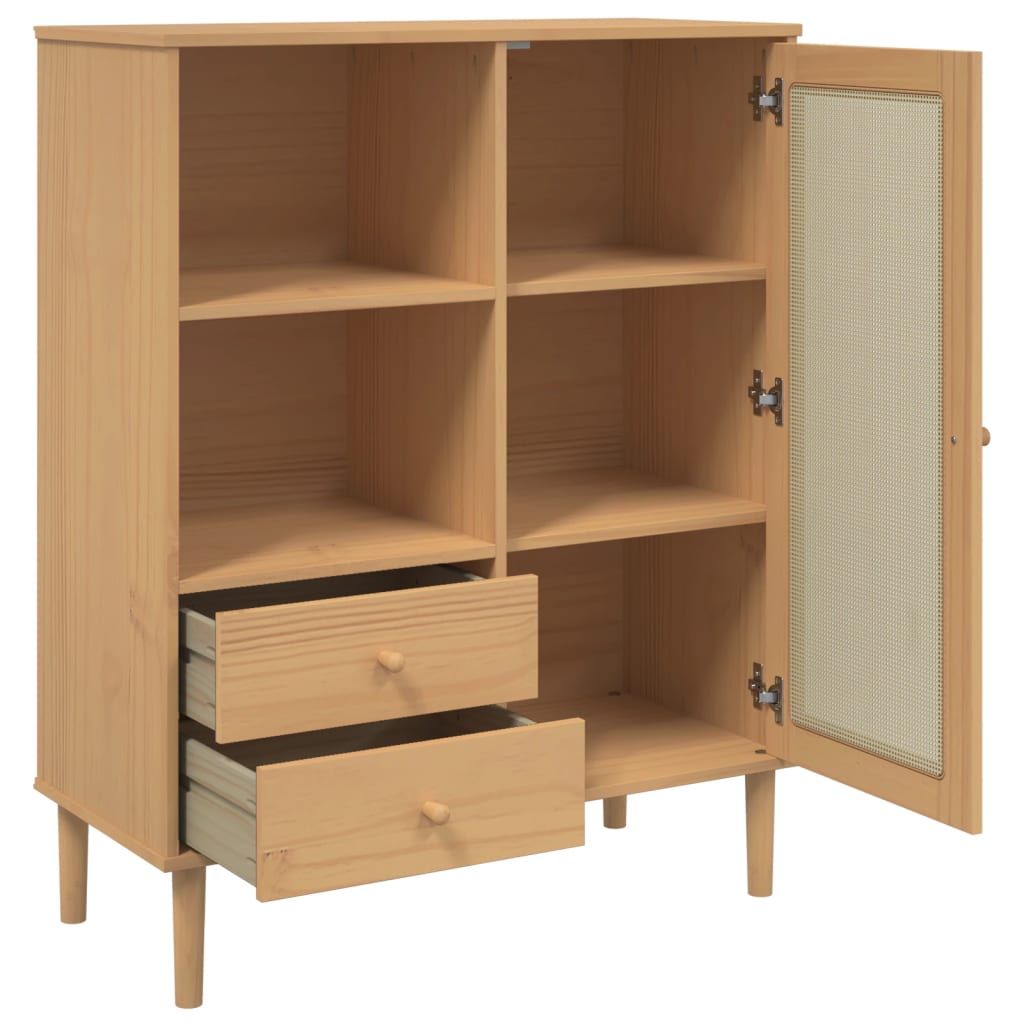 vidaXL Tall cabinet SENJA rattan-look 90x40x112 cm pine wood brown