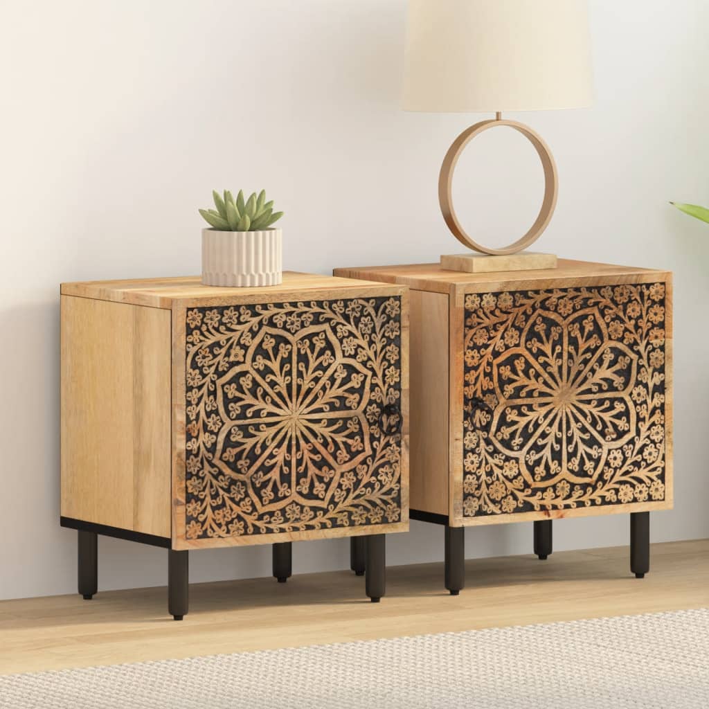 vidaXL Nightstand 40x33x46 cm Solid Mango Wood