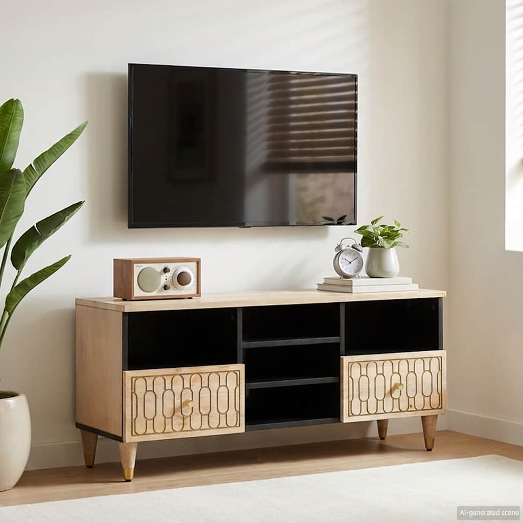 vidaXL Tv-meubel 100x33x46 cm massief mangohout