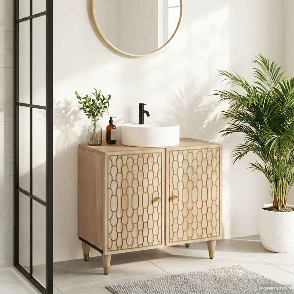 vidaXL Wastafelkast 62x33x58 cm massief mangohout