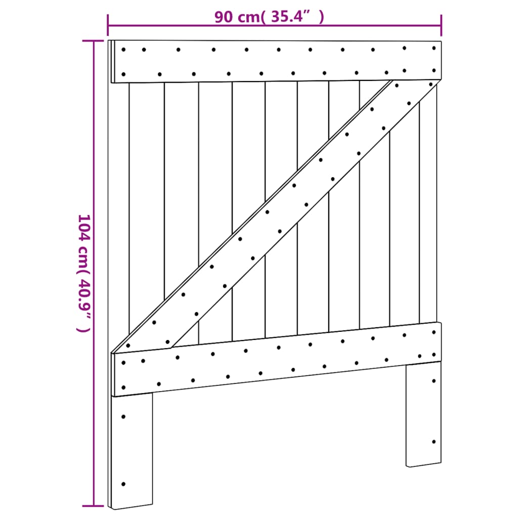 vidaXL Hoofdbord 80x104 cm massief grenenhout