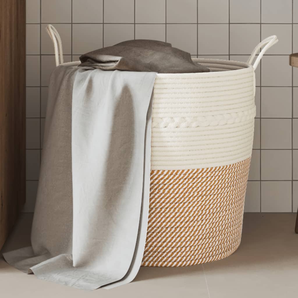 vidaXL Opbergmand Ø 38x46 cm katoen grijs en wit