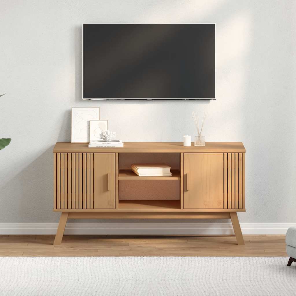 vidaXL Tv-meubel OLDEN 114x43x57 cm massief grenenhout bruin