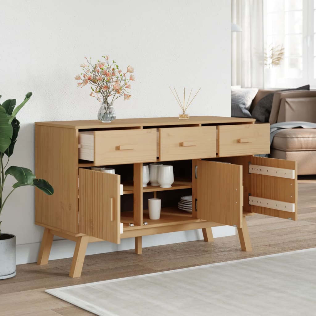 vidaXL Dressoir OLDEN 114x43x73,5 cm massief grenenhout bruin