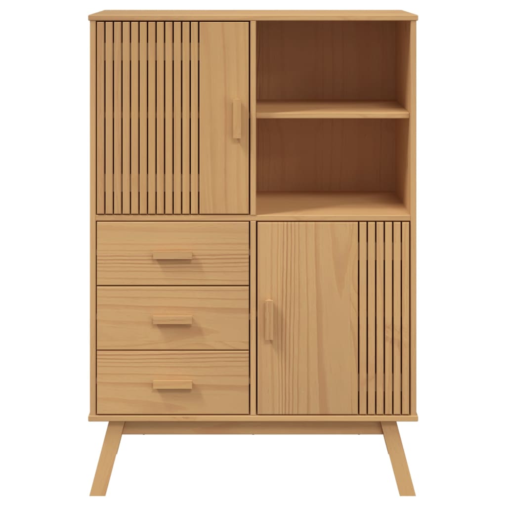 vidaXL Hoge kast OLDEN 85x43x125 cm massief grenenhout bruin