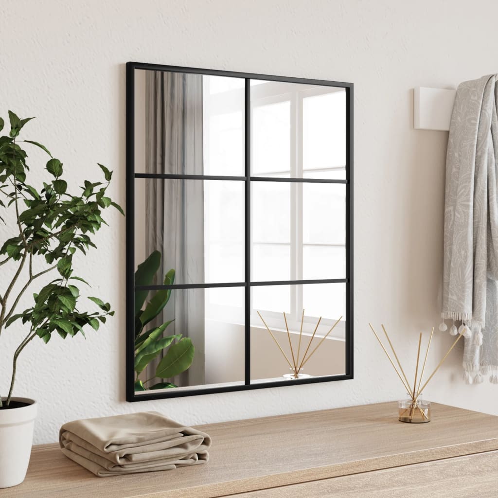 vidaXL Wandspiegels 2 st 80x60 cm metaal zwart