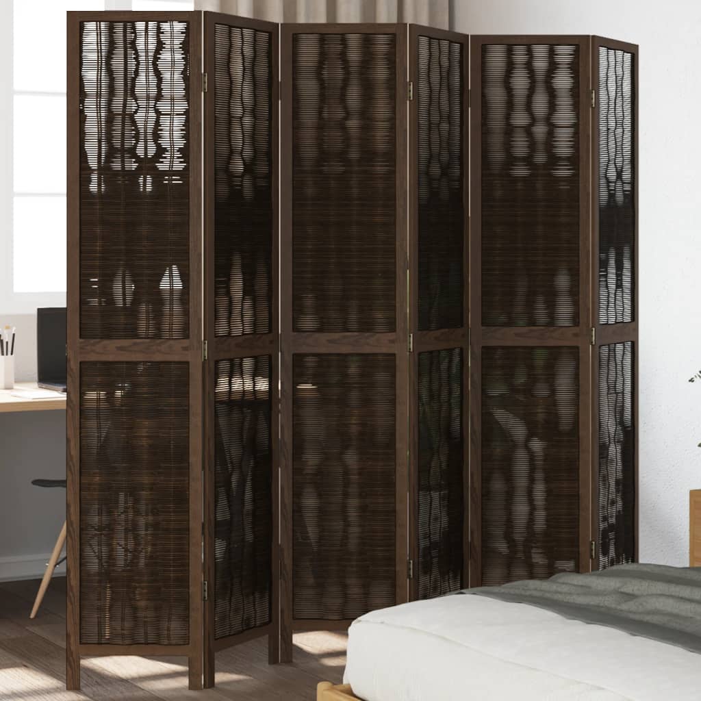 vidaXL 3-Panel Room Divider Solid Paulownia Wood Dark Brown