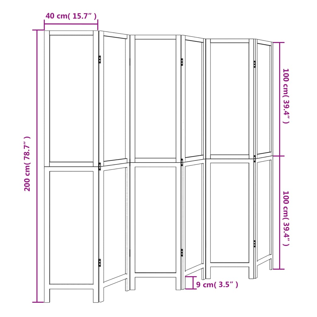 vidaXL 3-Panel Room Divider Solid Paulownia Wood Dark Brown
