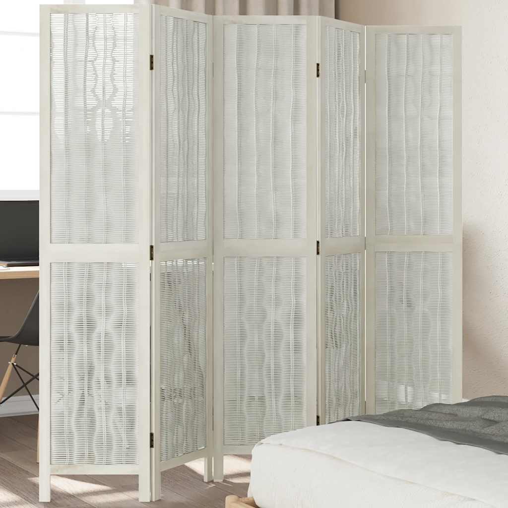 vidaXL Kamerscherm met 3 panelen massief paulowniahout wit