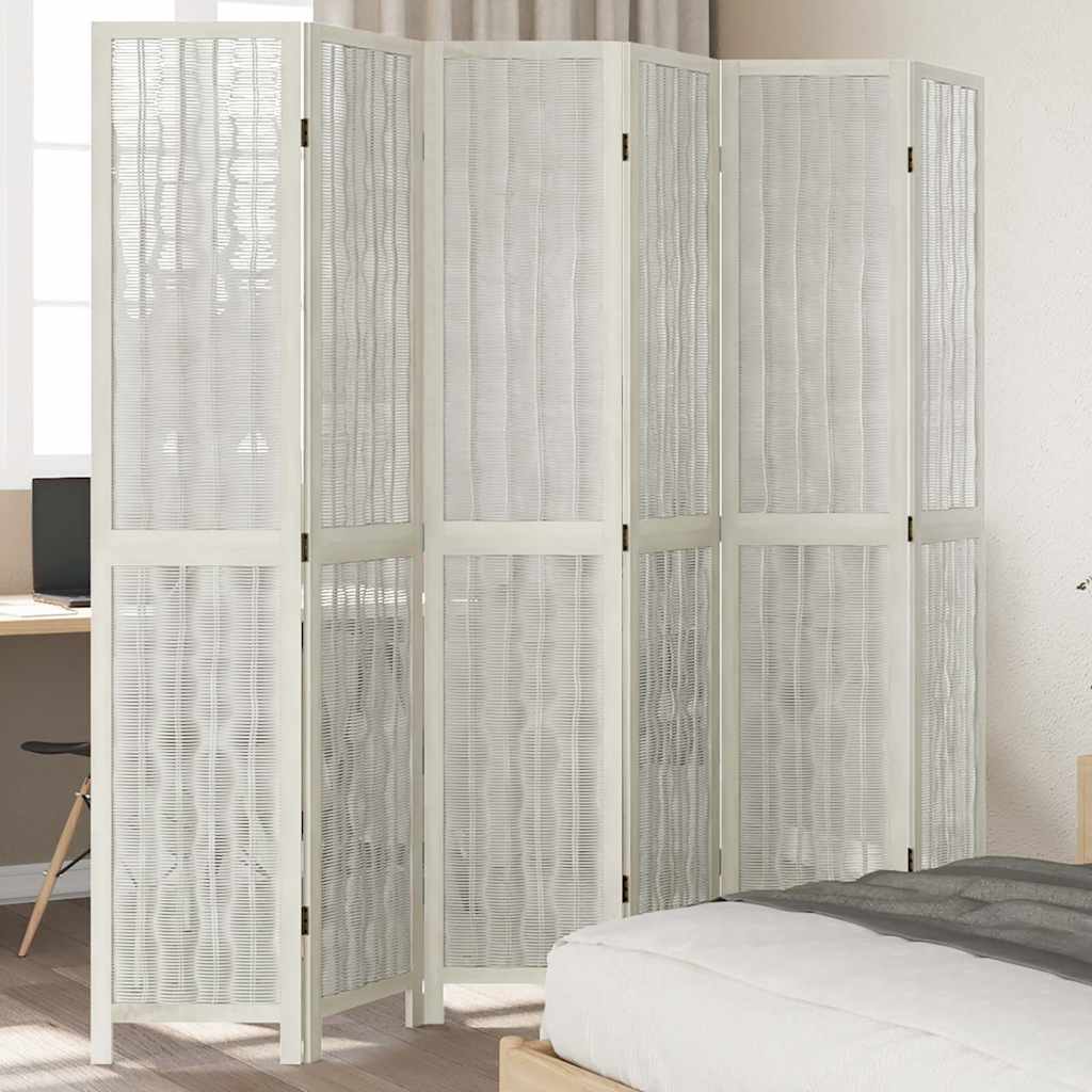 vidaXL Kamerscherm met 3 panelen massief paulowniahout wit