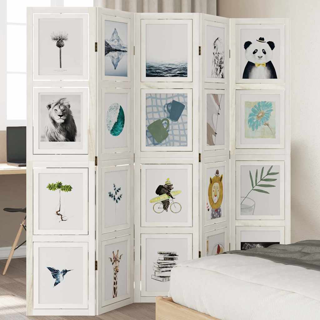 vidaXL Kamerscherm met 3 panelen massief paulowniahout wit