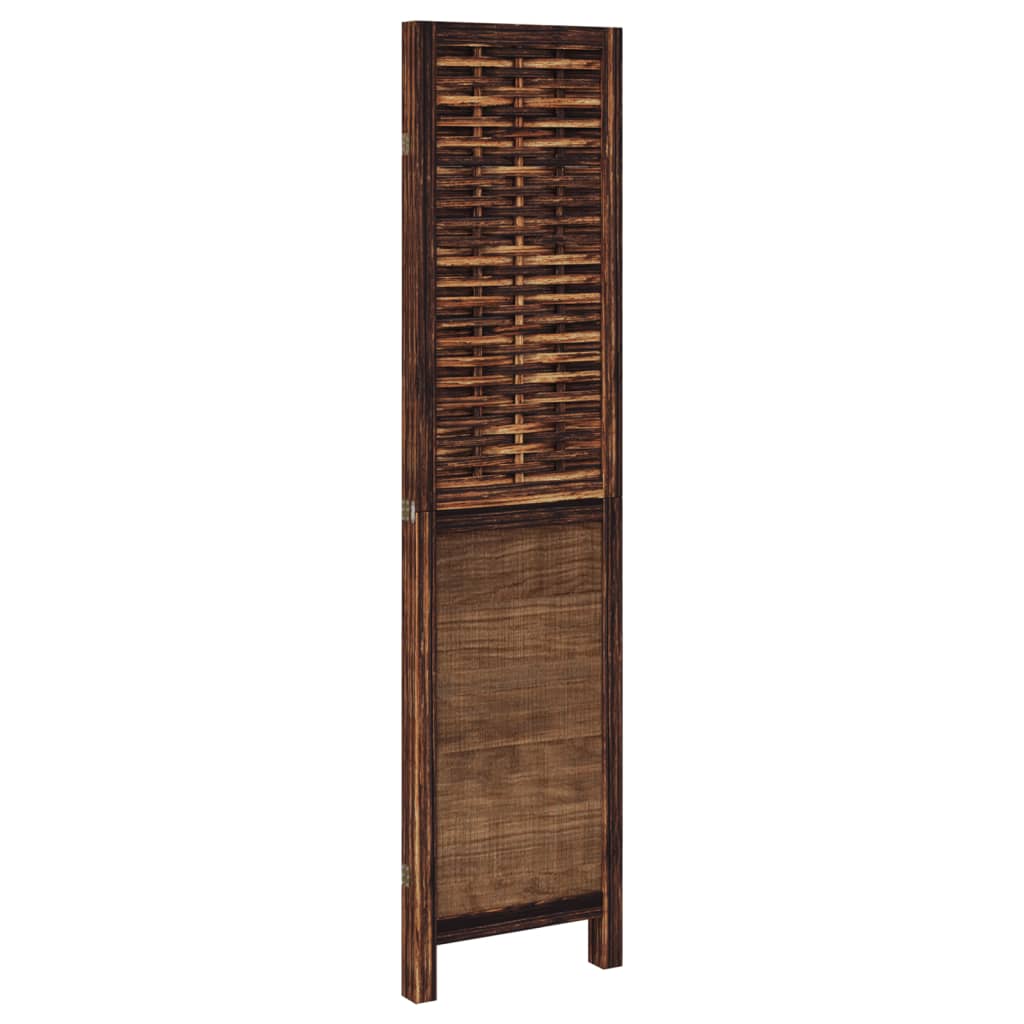 vidaXL Room Divider with 3 Panels Solid Paulownia Wood Dark Brown