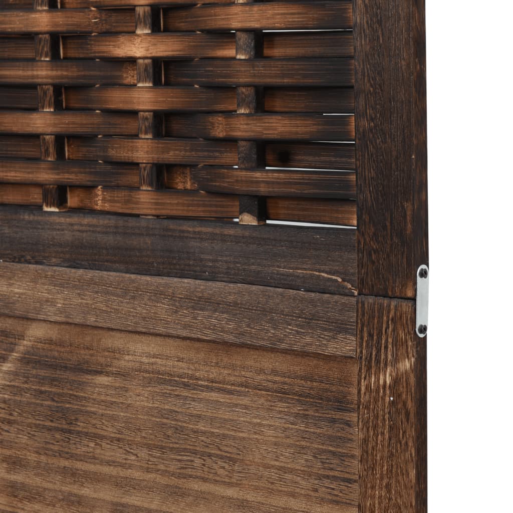 vidaXL Room Divider with 3 Panels Solid Paulownia Wood Dark Brown