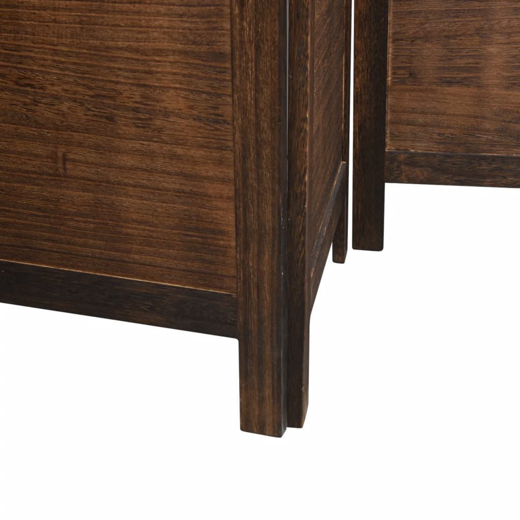 vidaXL Room Divider with 3 Panels Solid Paulownia Wood Dark Brown