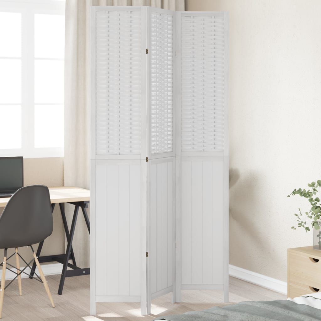 vidaXL Kamerscherm met 3 panelen massief paulowniahout wit