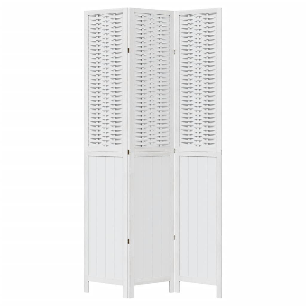 vidaXL Kamerscherm met 3 panelen massief paulowniahout wit