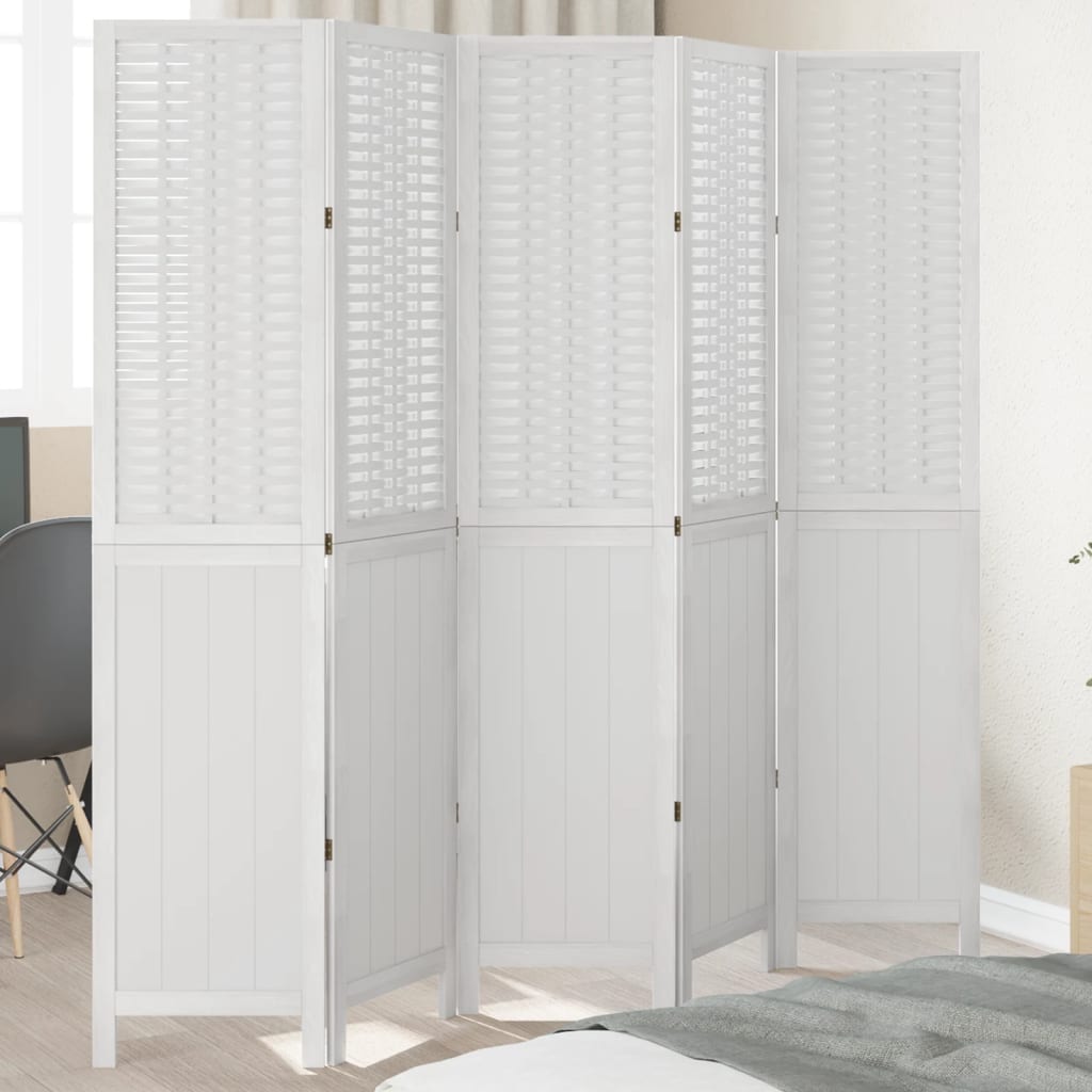 vidaXL Kamerscherm met 3 panelen massief paulowniahout wit
