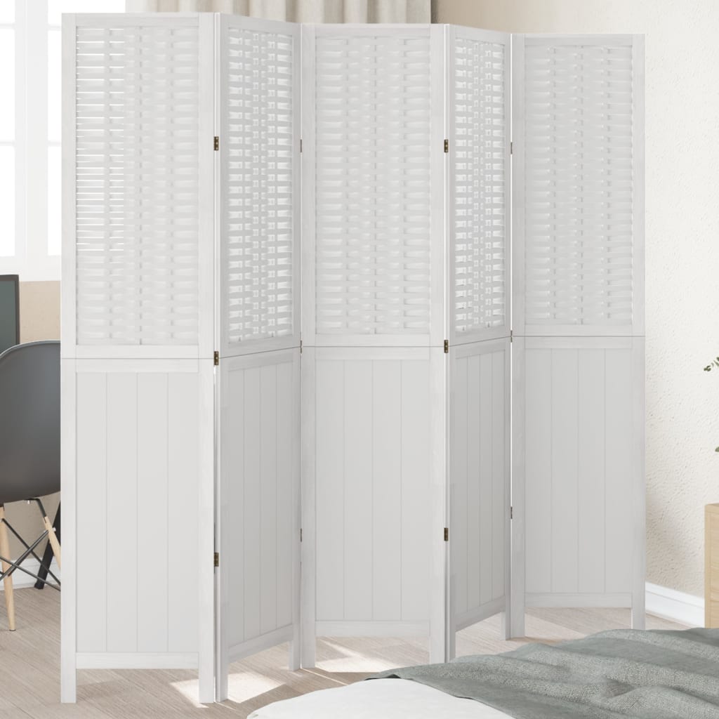 vidaXL Kamerscherm met 3 panelen massief paulowniahout wit
