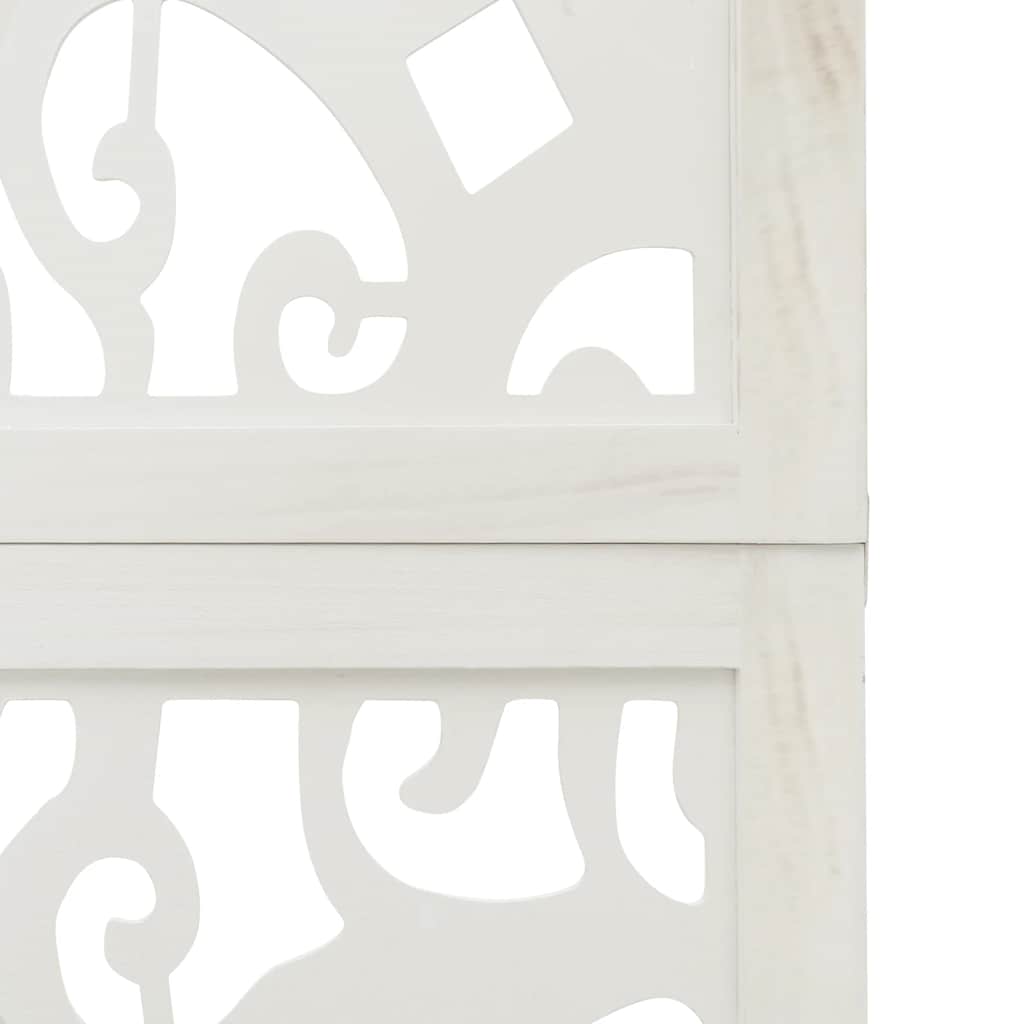 vidaXL Room Divider with 3 Panels Solid Paulownia Wood White