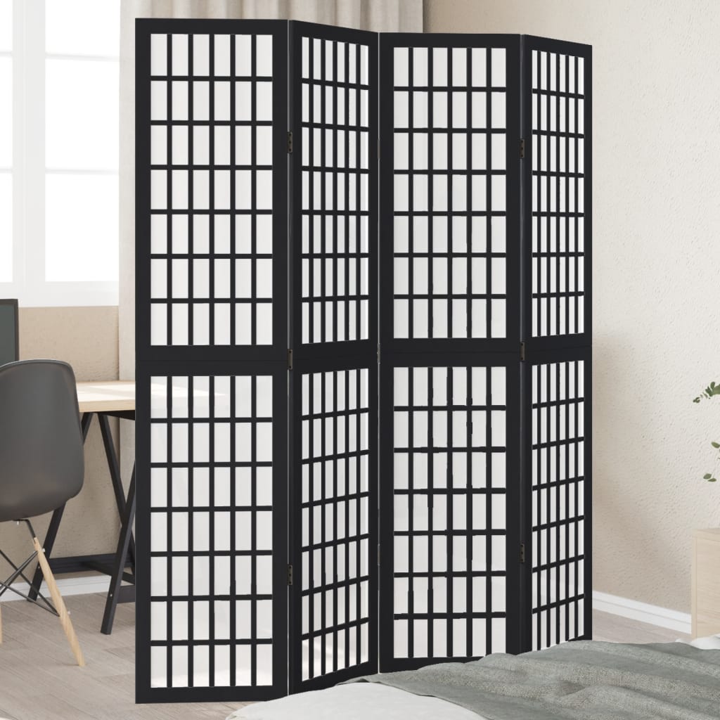 vidaXL Kamerscherm met 3 panelen massief paulowniahout zwart