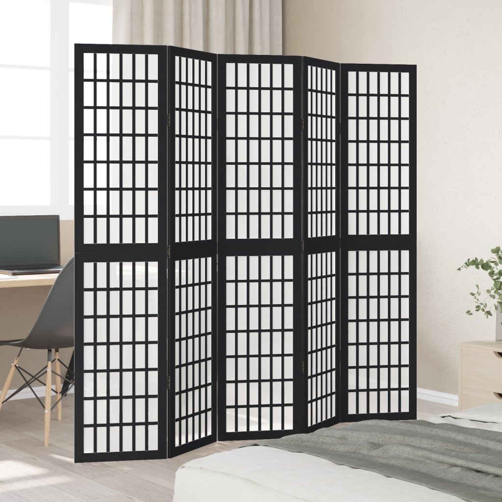 vidaXL Kamerscherm met 3 panelen massief paulowniahout zwart