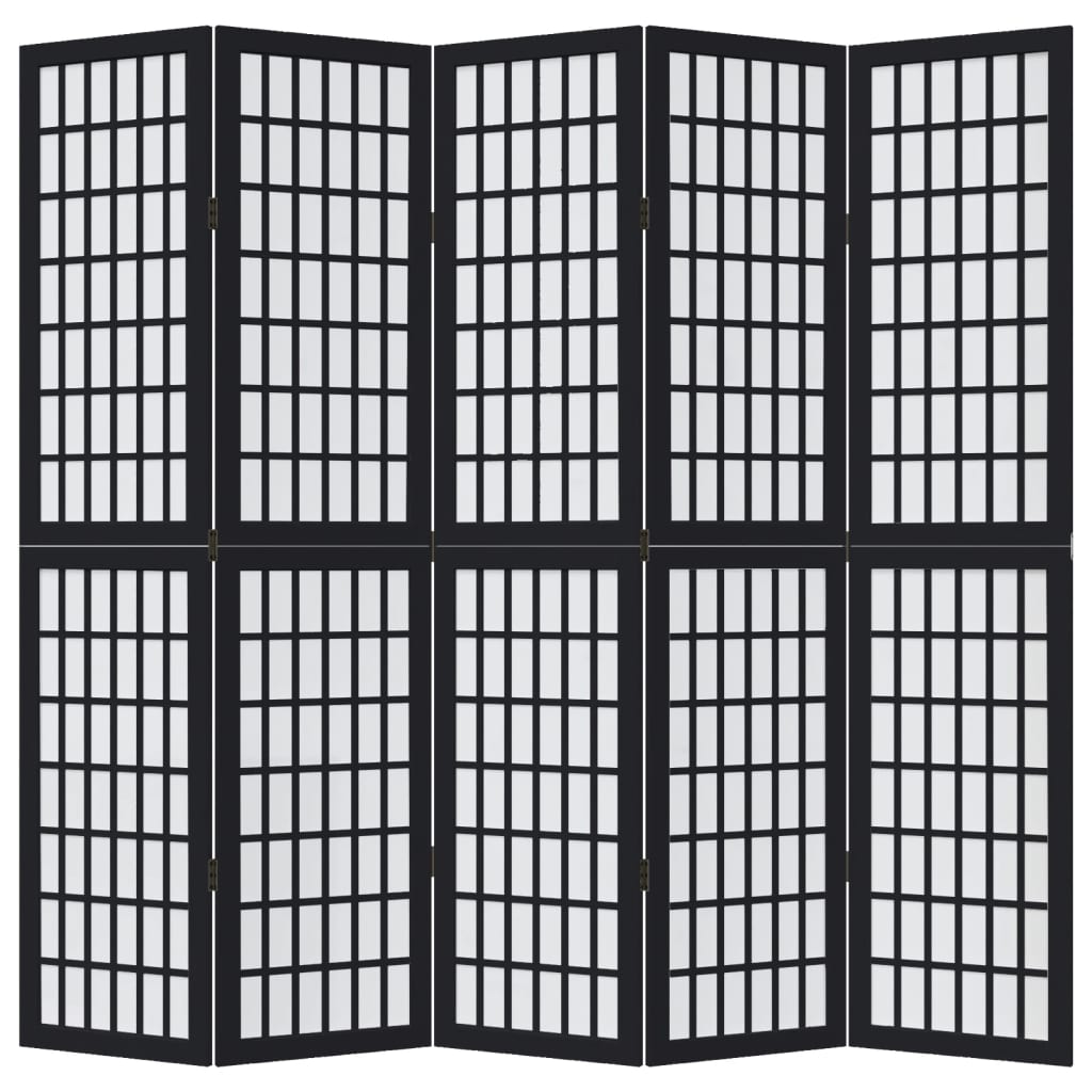 vidaXL Kamerscherm met 3 panelen massief paulowniahout zwart