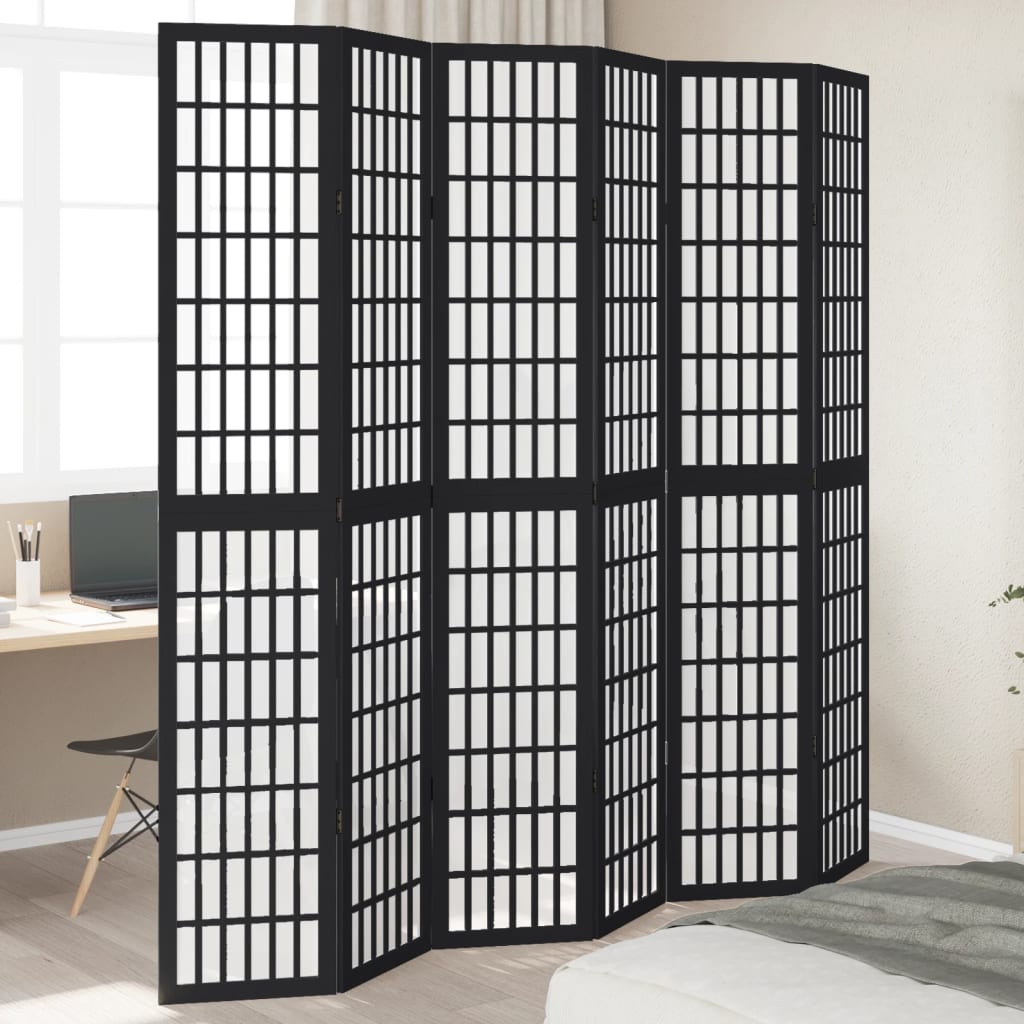 vidaXL Kamerscherm met 3 panelen massief paulowniahout zwart