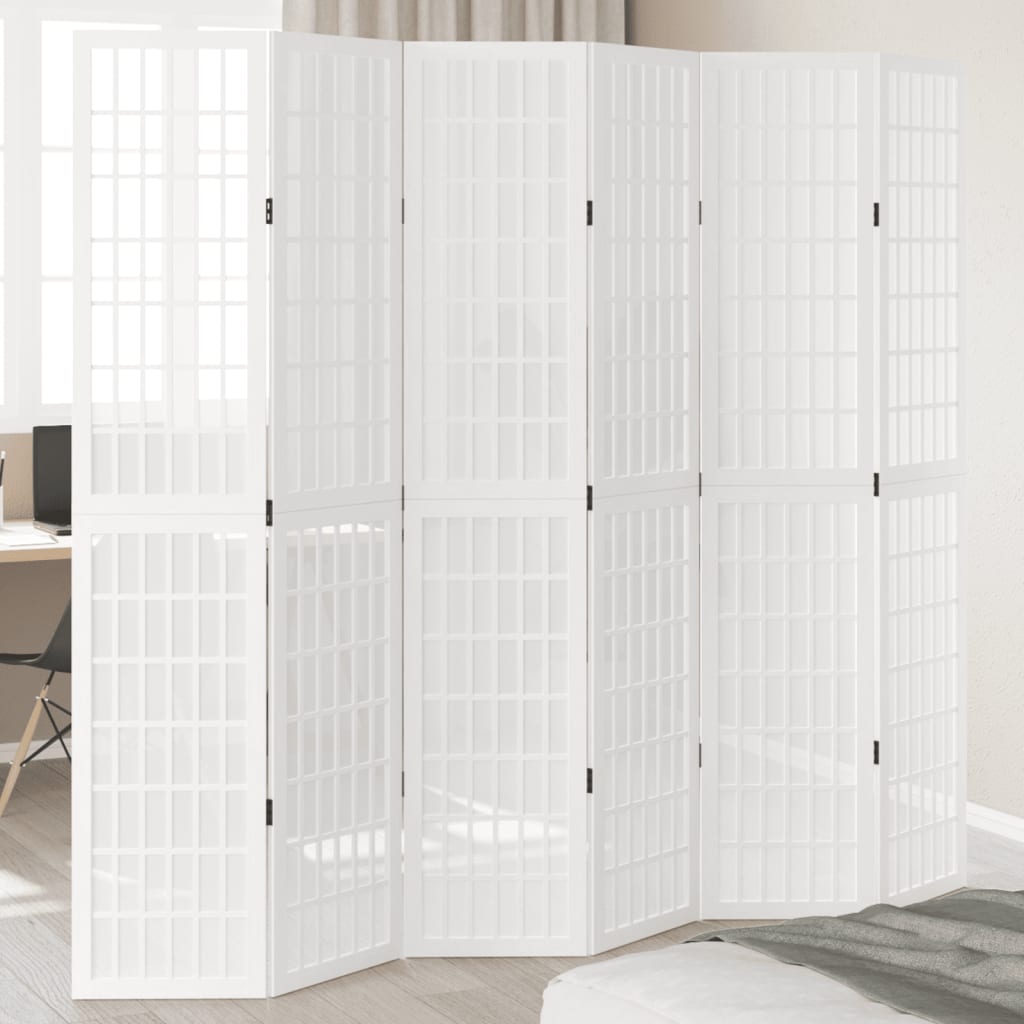 vidaXL Kamerscherm met 3 panelen massief paulowniahout wit