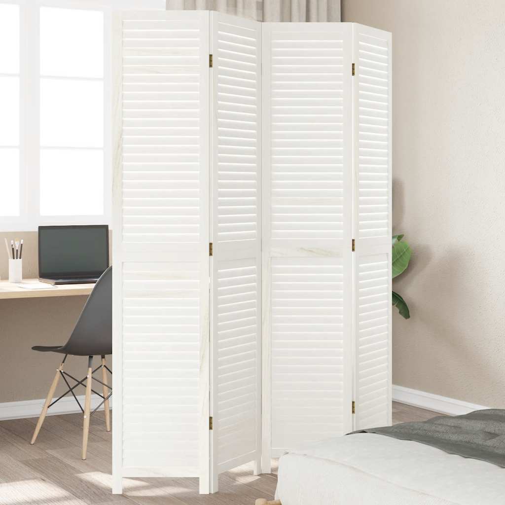vidaXL Kamerscherm met 3 panelen massief paulowniahout wit